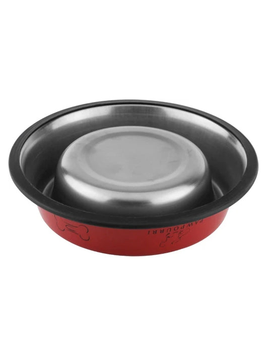 PAWPOURRI Combo of Anti-Skid Water and Food Feeding Bowls Pack of 2 Stainless Steel Pet Bowl