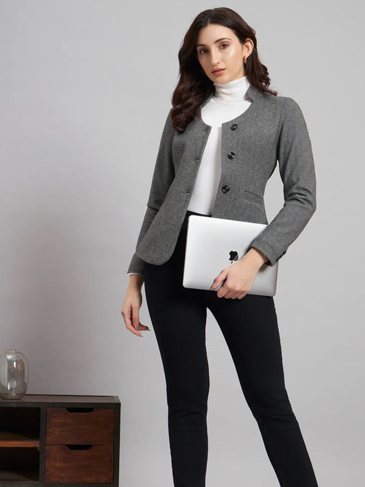 Grace in Grey, Herringbone Blazer