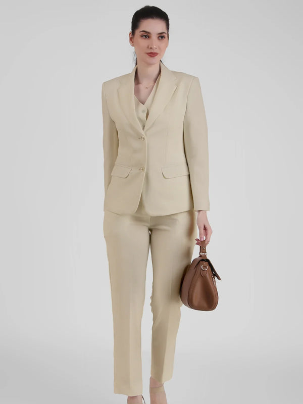 Stretch Crepe Single Breasted Blazer, Sand