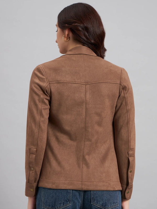Suede & Sleek Brown Shirt
