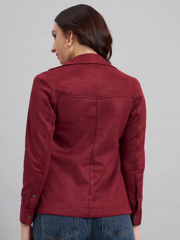 Suede & Sleek Burgundy Shirt