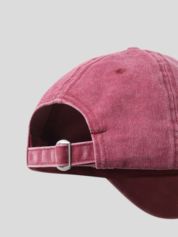 Washed embroidered twill cap - maroon