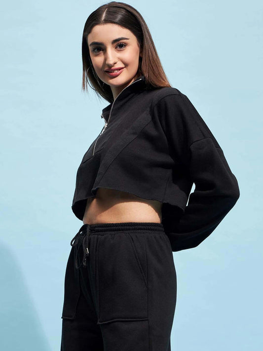 Women Full Sleeve Solid Sweatshirt