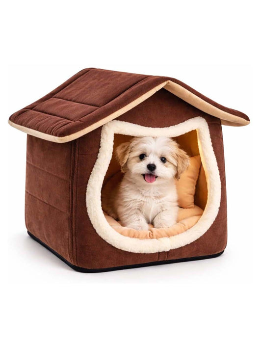 Paitsco Foldable Pet Home for Cats & Small Pets S Pet Bed (BROWN)
