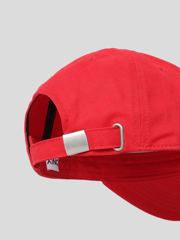 Red printed cotton twill cap