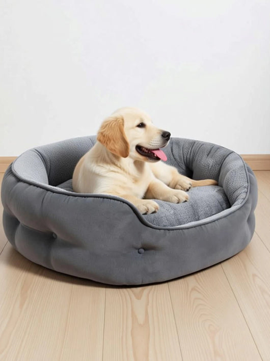 petlux Dog & Cat Washable Beds for Indoor Pets & Puppy, Round Dog Bed Sofa for Dogs. S Pet Bed (Navy Blue)
