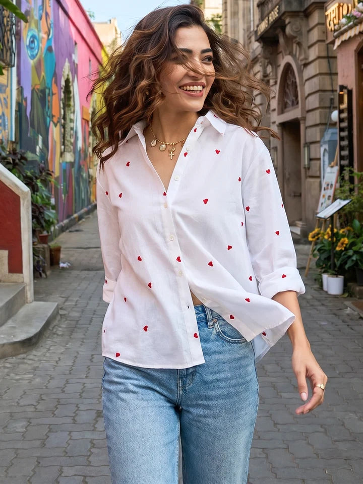 All Over Embroidered Cotton Shirt