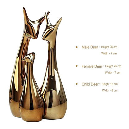 LIFEHAXTORE® Home Decor Lucky Deer Statue Family Piano Finish Ceramic Figures