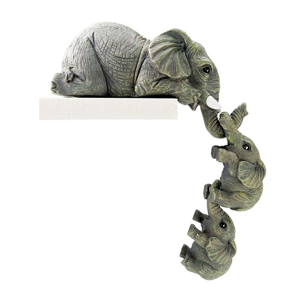 TIED RIBBONS Miniature Elephant Mother and Two Babies Hanging Ornament Figurines Animal Statue (3 Pcs, Small, Resin) for Home Decor Table Wall Decoration Items