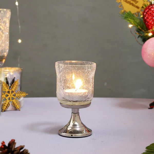 Festive Glass T-Light/Candle Stand (Set of 2)