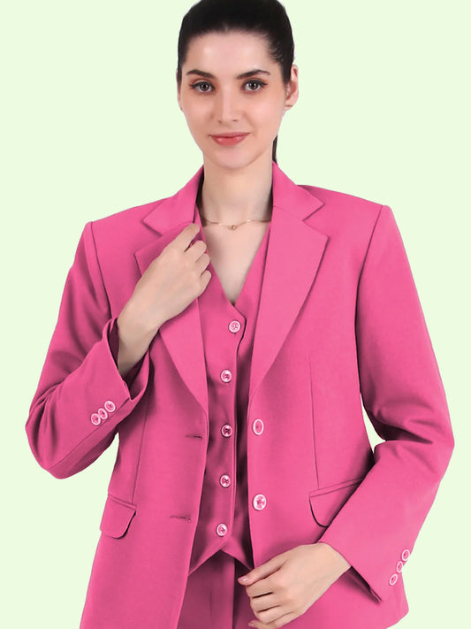 Stretch Crepe Single Breasted Blazer, Pink