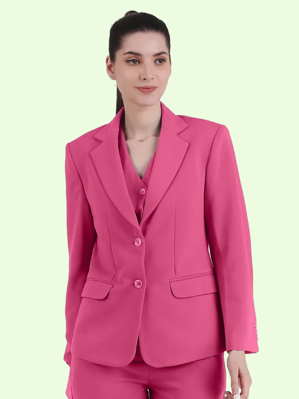 Stretch Crepe Single Breasted Blazer, Pink