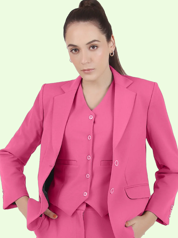 Stretch Crepe Single Breasted Blazer, Pink