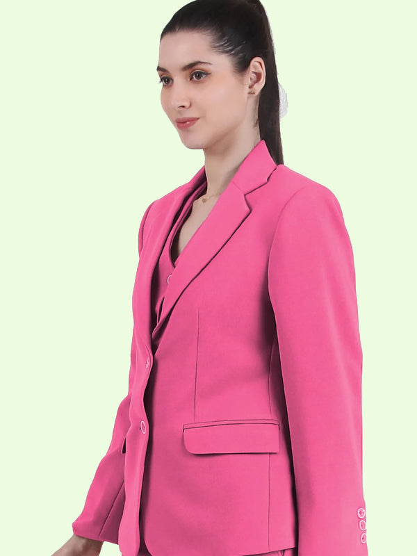 Stretch Crepe Single Breasted Blazer, Pink