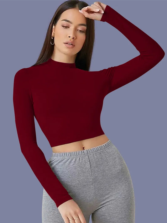 Casual Regular Sleeves Solid Women Maroon Top