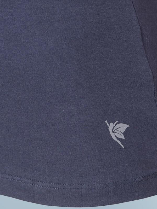 Women Solid Round Neck Cotton Blend Grey T-Shirt