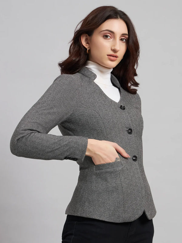 Grace in Grey, Herringbone Blazer