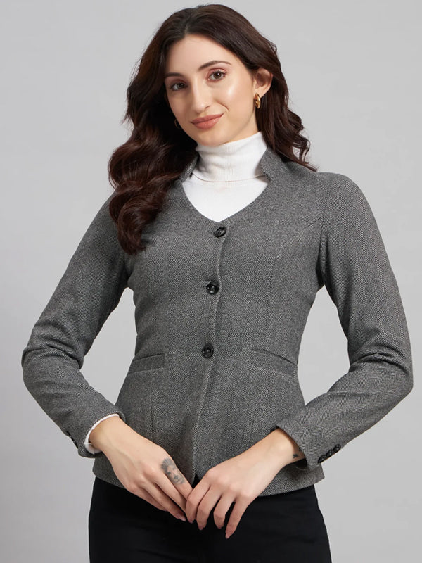 Grace in Grey, Herringbone Blazer