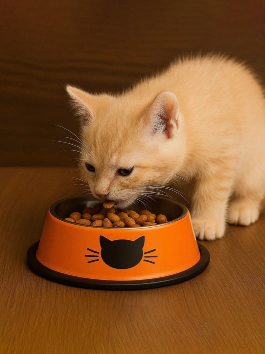 PAWPOURRI Anti Skid ,Non-Slip Cat Feeding Bowl for Kitten ,Cat and pets Stainless Steel Pet Bowl & Bottle