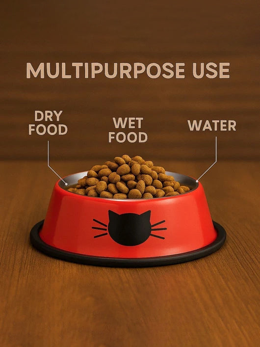 PAWPOURRI Anti Skid ,Non-Slip Cat Feeding Bowl for Kitten ,Cat and pets Stainless Steel Pet Bowl & Bottle