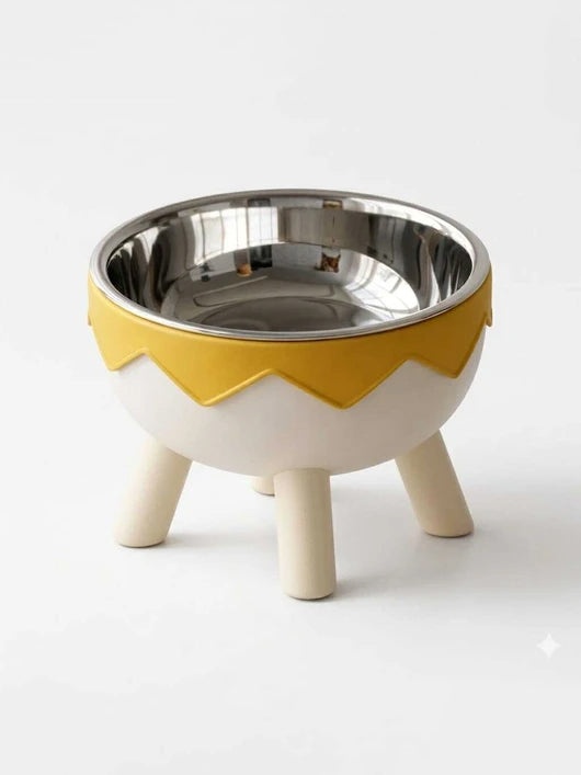 Nutripetix Premium Elevated Stainless Steel Dog & Cat Bowl (Yellow & White) Stainless Steel Pet Bowl