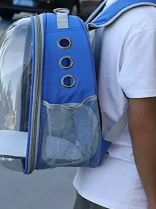 PetFur Blue Backpack Pet Carrier (Suitable For Cat, Dog, Guinea Pig, Hamster, Mouse)