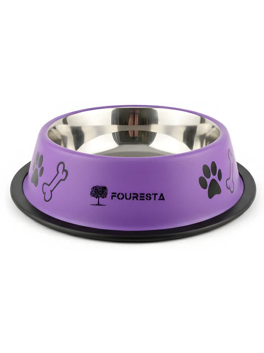 Petsoft Dog Bowl 710 ml Round Stainless Steel Purple Feeding Bowl for Dogs Stainless Steel Pet Bowl (710 ml Purple)