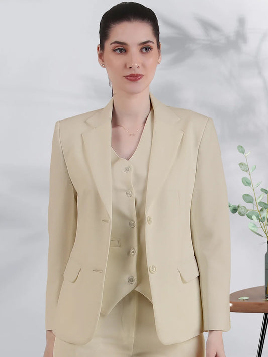 Stretch Crepe Single Breasted Blazer, Sand