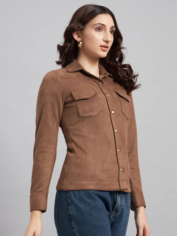 Suede & Sleek Brown Shirt