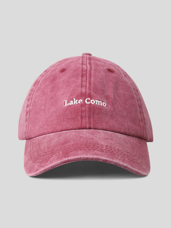 Washed embroidered twill cap - maroon