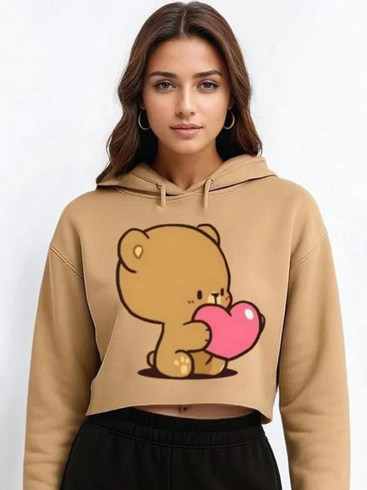 Women Full Sleeve Printed Hooded Sweatshirt