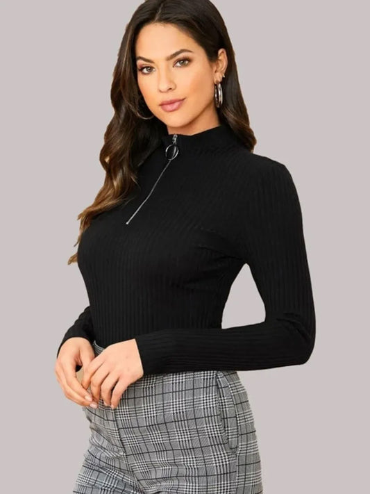 Women Full Sleeve Self Design Sweatshirt