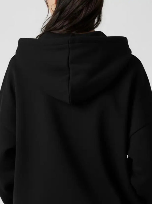 Women Full Sleeve Solid Hooded Sweatshirt