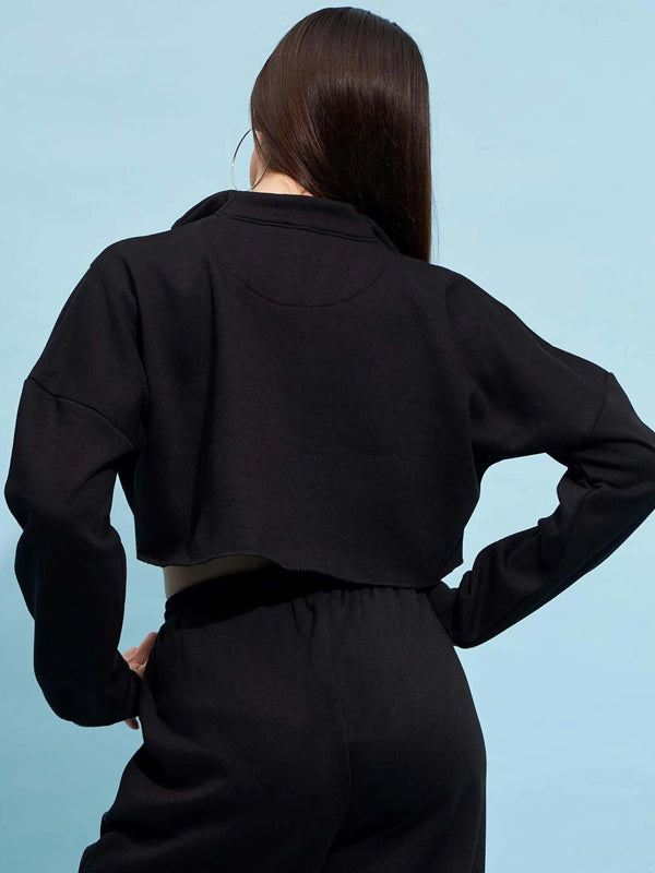 Women Full Sleeve Solid Sweatshirt