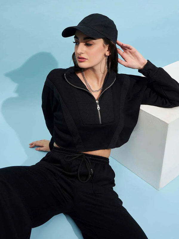 Women Full Sleeve Solid Sweatshirt