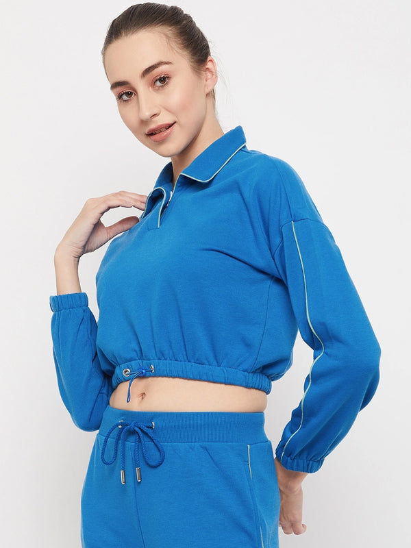 Women Full Sleeve Solid Sweatshirt