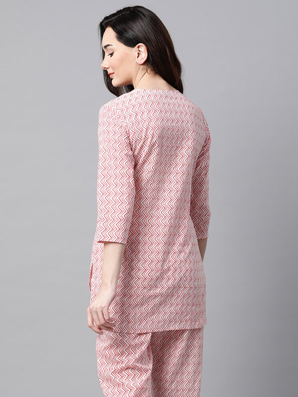 Women Pink Printed Night suit