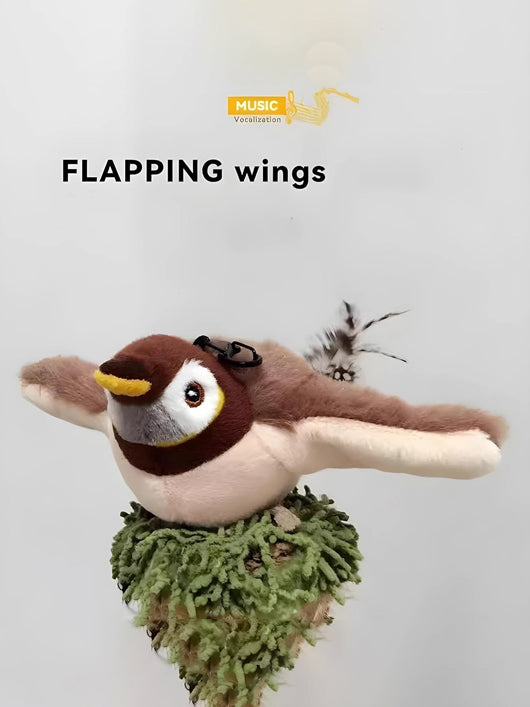 PETZ R US Flapping Wings Catnip Chirping Bird Toy for Cats, Touch Activated Motion Sensor Fiber Soft Toy For Cat