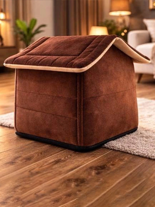 Paitsco Foldable Pet Home for Cats & Small Pets S Pet Bed (BROWN)