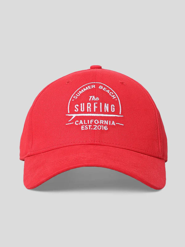 Red printed cotton twill cap