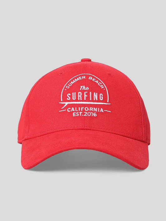 Red printed cotton twill cap