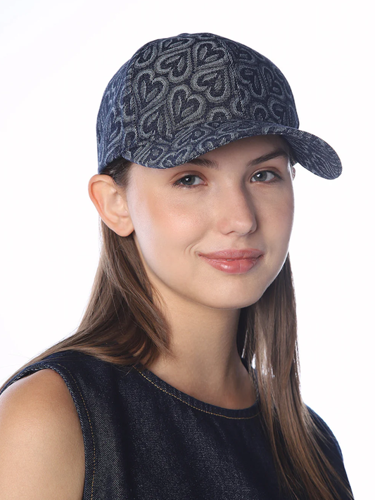 Heart pattern denim baseball cap