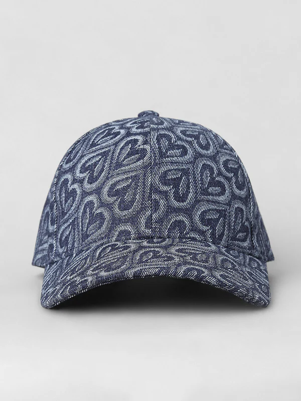 Heart pattern denim baseball cap