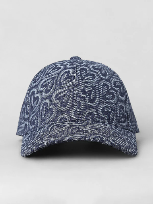 Heart pattern denim baseball cap