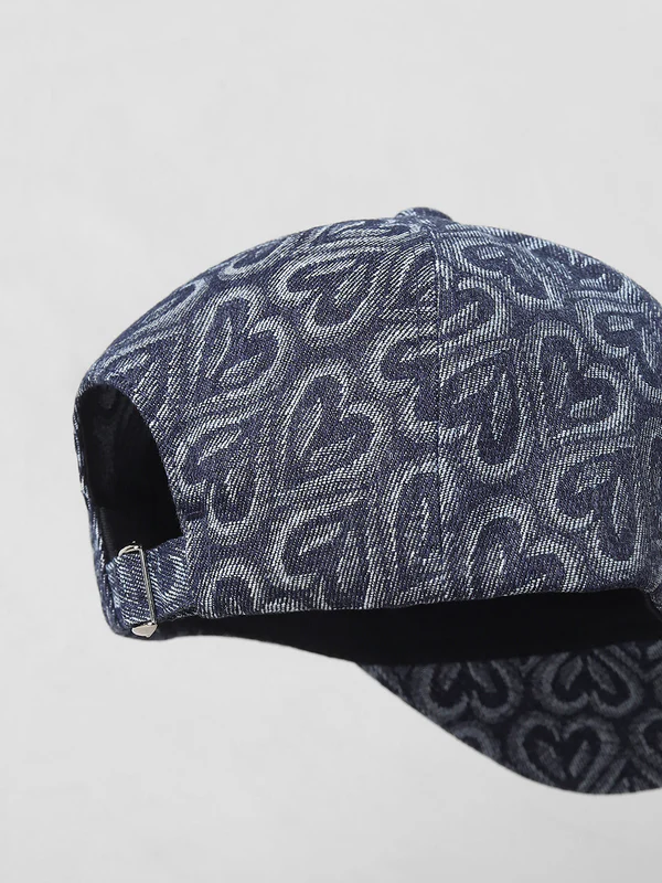 Heart pattern denim baseball cap