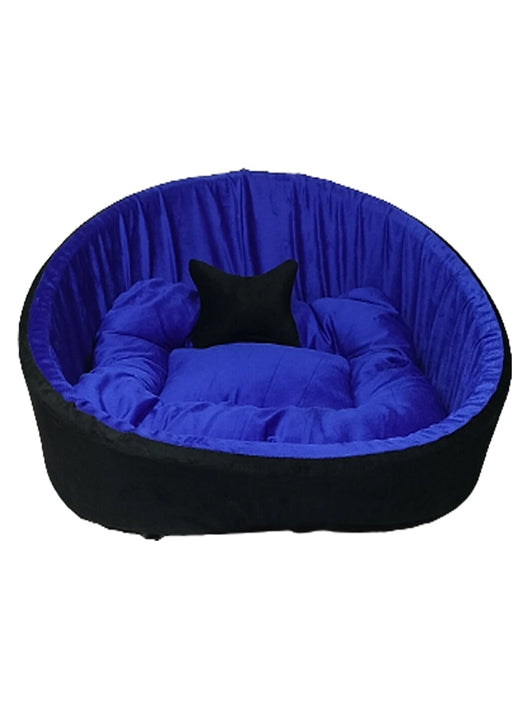 TRANDING STYLISH Simple Mountain Sofa With Haddi For Dog And Cat S Pet Bed (Black Blue)