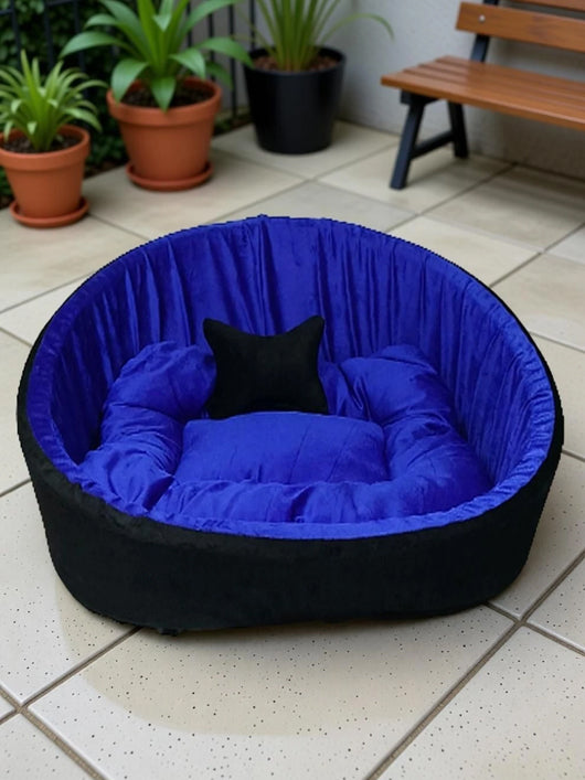 TRANDING STYLISH Simple Mountain Sofa With Haddi For Dog And Cat S Pet Bed (Black Blue)