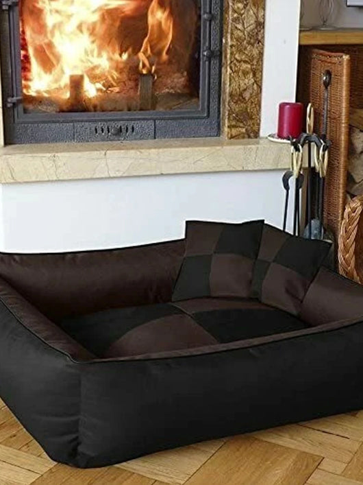 Heaven Luxurious Reversible Dual Velvet Luxury Sofa PET Bed for Dog CAT Puppy Rabbit S Pet Bed (Brown, Black)