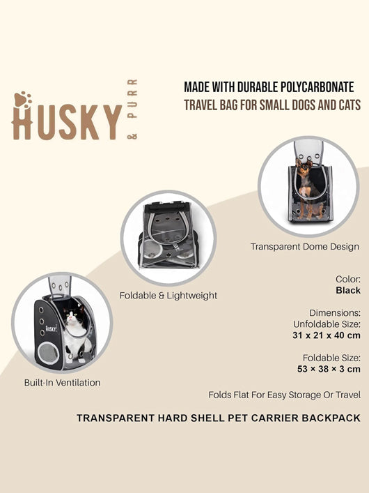 Husky & Purr Transparent Pet Bag Carrier