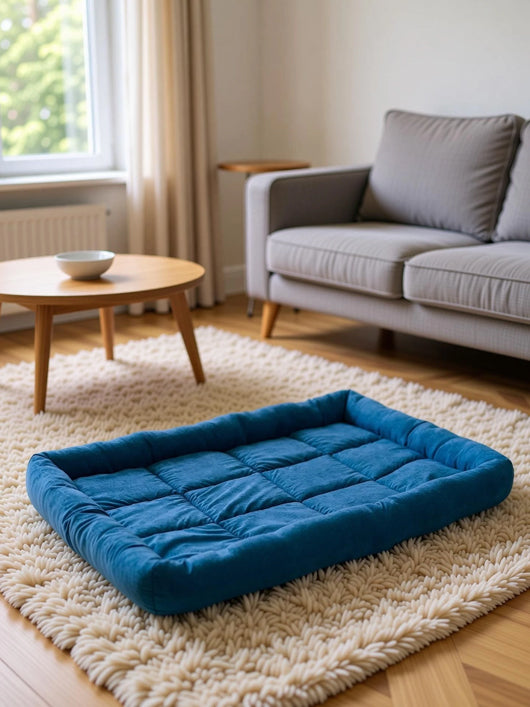 Guru HolloFiber Filled Export Quality Orthopedic Mattress Design Dog Bed Cat Bed S Pet Bed (BLUE)